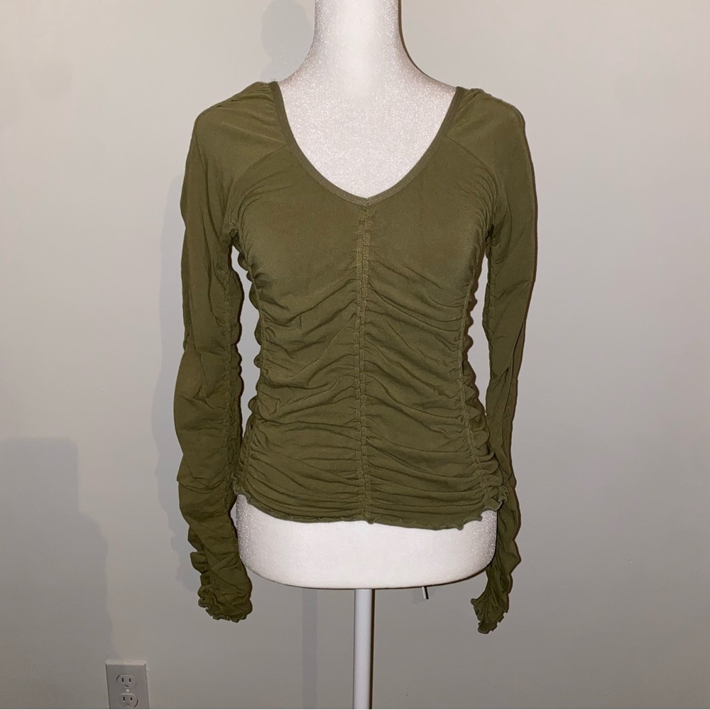 Fabletics Green Ruched Long Sleeve